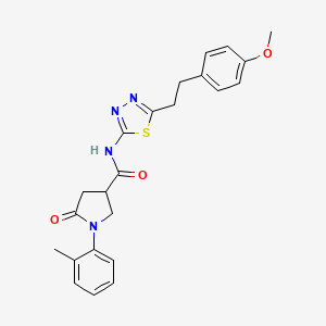 molecular formula C23H24N4O3S B11159892 N-{5-[2-(4-methoxyphenyl)ethyl]-1,3,4-thiadiazol-2-yl}-1-(2-methylphenyl)-5-oxopyrrolidine-3-carboxamide 