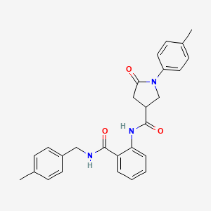 molecular formula C27H27N3O3 B11159924 N-{2-[(4-methylbenzyl)carbamoyl]phenyl}-1-(4-methylphenyl)-5-oxopyrrolidine-3-carboxamide 