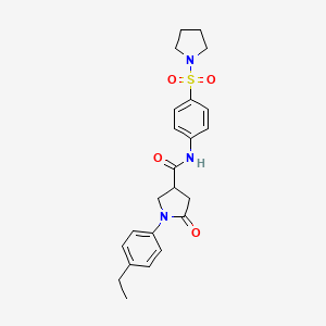 molecular formula C23H27N3O4S B11159927 1-(4-ethylphenyl)-5-oxo-N-[4-(pyrrolidin-1-ylsulfonyl)phenyl]pyrrolidine-3-carboxamide 