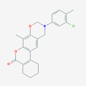 10-(3-chloro-4-methylphenyl)-7-methyl-1,2,3,4,10,11-hexahydro-5H,9H-benzo[3,4]chromeno[6,7-e][1,3]oxazin-5-one