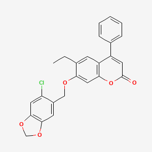 molecular formula C25H19ClO5 B11160019 7-[(6-chloro-1,3-benzodioxol-5-yl)methoxy]-6-ethyl-4-phenyl-2H-chromen-2-one 