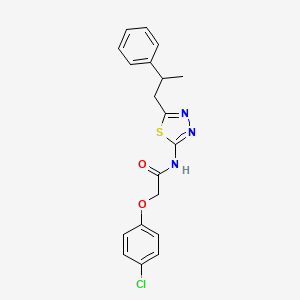 2-(4-chlorophenoxy)-N-[5-(2-phenylpropyl)-1,3,4-thiadiazol-2-yl]acetamide