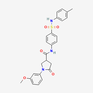 molecular formula C25H25N3O5S B11160046 1-(3-methoxyphenyl)-N-{4-[(4-methylphenyl)sulfamoyl]phenyl}-5-oxopyrrolidine-3-carboxamide 