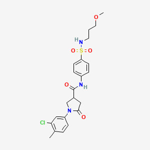 molecular formula C22H26ClN3O5S B11160111 1-(3-chloro-4-methylphenyl)-N-{4-[(3-methoxypropyl)sulfamoyl]phenyl}-5-oxopyrrolidine-3-carboxamide 