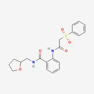 molecular formula C20H22N2O5S B11160164 2-{[(phenylsulfonyl)acetyl]amino}-N-(tetrahydrofuran-2-ylmethyl)benzamide 