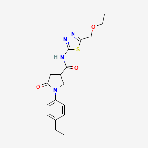 molecular formula C18H22N4O3S B11160180 N-[5-(ethoxymethyl)-1,3,4-thiadiazol-2-yl]-1-(4-ethylphenyl)-5-oxopyrrolidine-3-carboxamide 