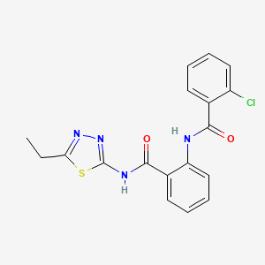 molecular formula C18H15ClN4O2S B11160182 2-chloro-N-{2-[(5-ethyl-1,3,4-thiadiazol-2-yl)carbamoyl]phenyl}benzamide 