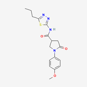 molecular formula C17H20N4O3S B11160192 1-(4-methoxyphenyl)-5-oxo-N-(5-propyl-1,3,4-thiadiazol-2-yl)pyrrolidine-3-carboxamide 