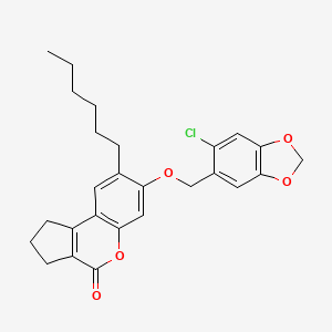 molecular formula C26H27ClO5 B11160216 7-[(6-chloro-1,3-benzodioxol-5-yl)methoxy]-8-hexyl-2,3-dihydrocyclopenta[c]chromen-4(1H)-one 