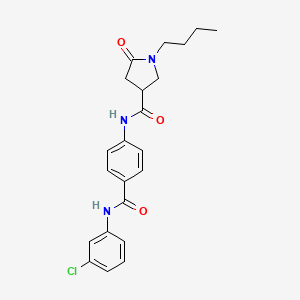 molecular formula C22H24ClN3O3 B11160219 1-butyl-N-{4-[(3-chlorophenyl)carbamoyl]phenyl}-5-oxopyrrolidine-3-carboxamide 