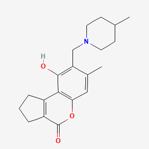 molecular formula C20H25NO3 B11160285 9-hydroxy-7-methyl-8-[(4-methylpiperidin-1-yl)methyl]-2,3-dihydrocyclopenta[c]chromen-4(1H)-one 