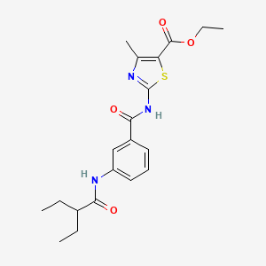 molecular formula C20H25N3O4S B11160296 Ethyl 2-[({3-[(2-ethylbutanoyl)amino]phenyl}carbonyl)amino]-4-methyl-1,3-thiazole-5-carboxylate 