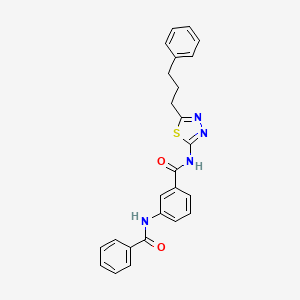 molecular formula C25H22N4O2S B11160362 3-[(phenylcarbonyl)amino]-N-[5-(3-phenylpropyl)-1,3,4-thiadiazol-2-yl]benzamide 