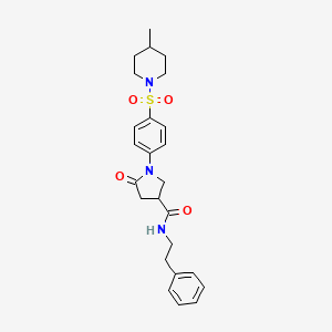 1-{4-[(4-methylpiperidin-1-yl)sulfonyl]phenyl}-5-oxo-N-(2-phenylethyl)pyrrolidine-3-carboxamide