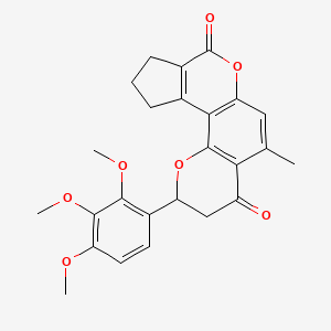 molecular formula C25H24O7 B11160381 5-methyl-2-(2,3,4-trimethoxyphenyl)-10,11-dihydro-2H-cyclopenta[c]pyrano[2,3-f]chromene-4,8(3H,9H)-dione 