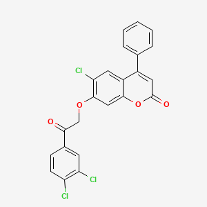 molecular formula C23H13Cl3O4 B11160409 6-chloro-7-[2-(3,4-dichlorophenyl)-2-oxoethoxy]-4-phenyl-2H-chromen-2-one 