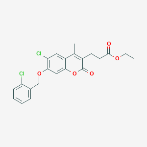 molecular formula C22H20Cl2O5 B11160416 ethyl 3-{6-chloro-7-[(2-chlorobenzyl)oxy]-4-methyl-2-oxo-2H-chromen-3-yl}propanoate 