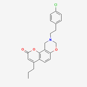 molecular formula C22H22ClNO3 B11160433 9-[2-(4-chlorophenyl)ethyl]-4-propyl-9,10-dihydro-2H,8H-chromeno[8,7-e][1,3]oxazin-2-one 