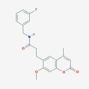 molecular formula C21H20FNO4 B11160466 N-(3-fluorobenzyl)-3-(7-methoxy-4-methyl-2-oxo-2H-chromen-6-yl)propanamide 