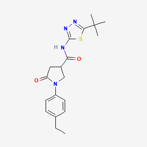 molecular formula C19H24N4O2S B11160499 N-(5-tert-butyl-1,3,4-thiadiazol-2-yl)-1-(4-ethylphenyl)-5-oxopyrrolidine-3-carboxamide 