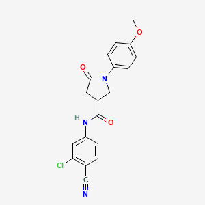 molecular formula C19H16ClN3O3 B11160514 N-(3-chloro-4-cyanophenyl)-1-(4-methoxyphenyl)-5-oxopyrrolidine-3-carboxamide 