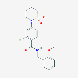 molecular formula C19H21ClN2O4S B11160530 2-chloro-4-(1,1-dioxido-1,2-thiazinan-2-yl)-N-(2-methoxybenzyl)benzamide 