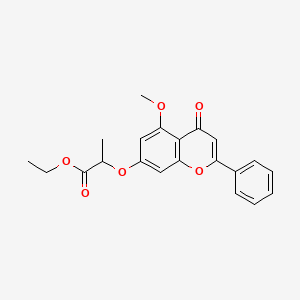 molecular formula C21H20O6 B11160535 ethyl 2-[(5-methoxy-4-oxo-2-phenyl-4H-chromen-7-yl)oxy]propanoate 