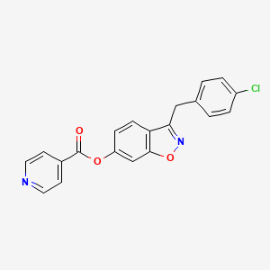 molecular formula C20H13ClN2O3 B11160539 3-(4-Chlorobenzyl)-1,2-benzoxazol-6-yl pyridine-4-carboxylate 