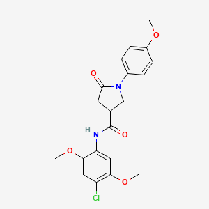 molecular formula C20H21ClN2O5 B11160564 N-(4-chloro-2,5-dimethoxyphenyl)-1-(4-methoxyphenyl)-5-oxopyrrolidine-3-carboxamide 