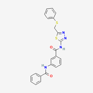 molecular formula C23H18N4O2S2 B11160587 3-[(phenylcarbonyl)amino]-N-{5-[(phenylsulfanyl)methyl]-1,3,4-thiadiazol-2-yl}benzamide 