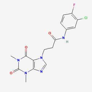 molecular formula C16H15ClFN5O3 B11160692 N-(3-chloro-4-fluorophenyl)-3-(1,3-dimethyl-2,6-dioxo-1,2,3,6-tetrahydro-7H-purin-7-yl)propanamide 