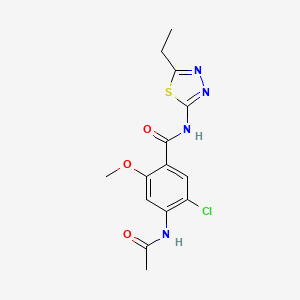 4-(acetylamino)-5-chloro-N-(5-ethyl-1,3,4-thiadiazol-2-yl)-2-methoxybenzamide