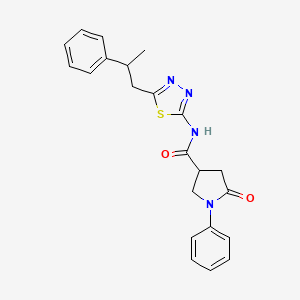 molecular formula C22H22N4O2S B11160774 5-oxo-1-phenyl-N-[5-(2-phenylpropyl)-1,3,4-thiadiazol-2-yl]pyrrolidine-3-carboxamide 