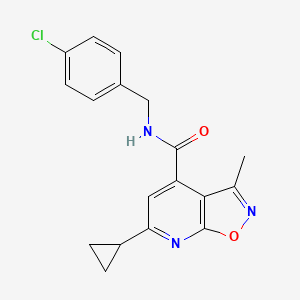 molecular formula C18H16ClN3O2 B11160784 N-(4-chlorobenzyl)-6-cyclopropyl-3-methylisoxazolo[5,4-b]pyridine-4-carboxamide 