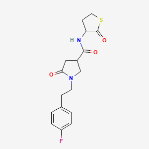 molecular formula C17H19FN2O3S B11160809 1-[2-(4-fluorophenyl)ethyl]-5-oxo-N-(2-oxothiolan-3-yl)pyrrolidine-3-carboxamide 