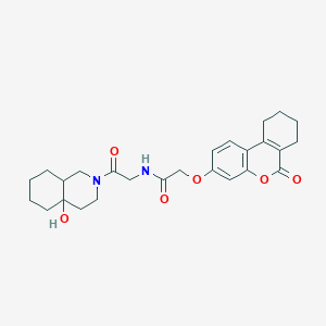 molecular formula C26H32N2O6 B11160860 N-[2-(4a-hydroxyoctahydroisoquinolin-2(1H)-yl)-2-oxoethyl]-2-[(6-oxo-7,8,9,10-tetrahydro-6H-benzo[c]chromen-3-yl)oxy]acetamide 