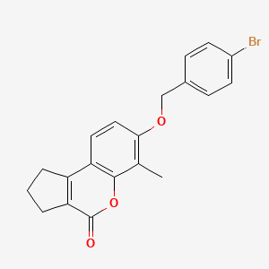 molecular formula C20H17BrO3 B11160875 7-[(4-bromobenzyl)oxy]-6-methyl-2,3-dihydrocyclopenta[c]chromen-4(1H)-one 