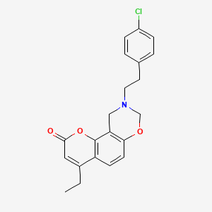 molecular formula C21H20ClNO3 B11160883 9-[2-(4-chlorophenyl)ethyl]-4-ethyl-9,10-dihydro-2H,8H-chromeno[8,7-e][1,3]oxazin-2-one 