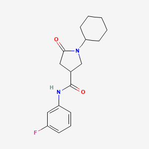 1-cyclohexyl-N-(3-fluorophenyl)-5-oxopyrrolidine-3-carboxamide