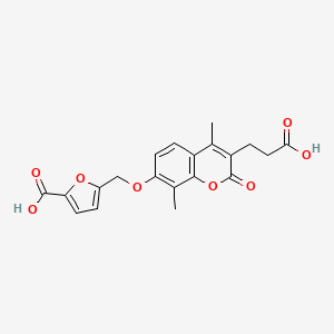 molecular formula C20H18O8 B11160951 5-({[3-(2-carboxyethyl)-4,8-dimethyl-2-oxo-2H-chromen-7-yl]oxy}methyl)-2-furoic acid 