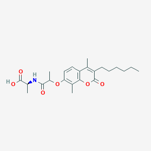 molecular formula C23H31NO6 B11160961 N-{2-[(3-hexyl-4,8-dimethyl-2-oxo-2H-chromen-7-yl)oxy]propanoyl}-L-alanine 