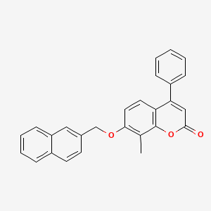 molecular formula C27H20O3 B11160972 8-methyl-7-(naphthalen-2-ylmethoxy)-4-phenyl-2H-chromen-2-one 