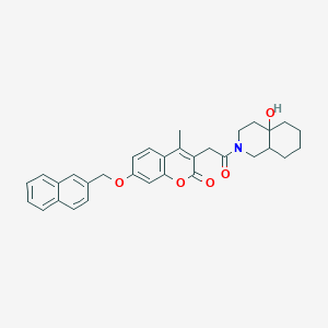 molecular formula C32H33NO5 B11160989 3-[2-(4a-hydroxyoctahydroisoquinolin-2(1H)-yl)-2-oxoethyl]-4-methyl-7-(naphthalen-2-ylmethoxy)-2H-chromen-2-one 