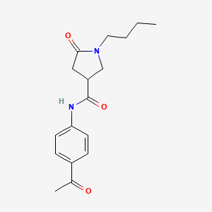 molecular formula C17H22N2O3 B11161009 N-(4-acetylphenyl)-1-butyl-5-oxopyrrolidine-3-carboxamide 