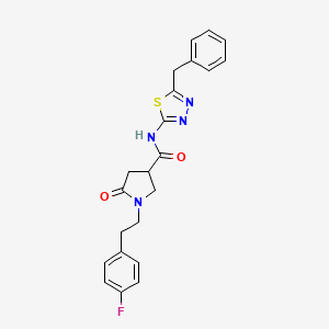 molecular formula C22H21FN4O2S B11161012 N-(5-benzyl-1,3,4-thiadiazol-2-yl)-1-[2-(4-fluorophenyl)ethyl]-5-oxopyrrolidine-3-carboxamide 