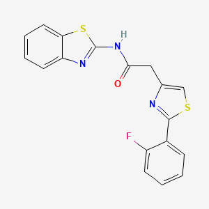 molecular formula C18H12FN3OS2 B11161025 N-(1,3-benzothiazol-2-yl)-2-[2-(2-fluorophenyl)-1,3-thiazol-4-yl]acetamide 