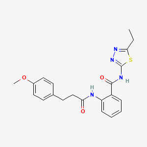 molecular formula C21H22N4O3S B11161029 N-(5-ethyl-1,3,4-thiadiazol-2-yl)-2-{[3-(4-methoxyphenyl)propanoyl]amino}benzamide 