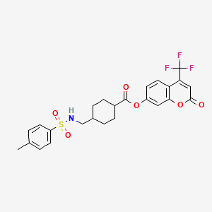 [2-oxo-4-(trifluoromethyl)chromen-7-yl] 4-[[(4-methylphenyl)sulfonylamino]methyl]cyclohexane-1-carboxylate