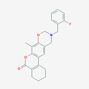 10-(2-fluorobenzyl)-7-methyl-1,2,3,4,10,11-hexahydro-5H,9H-benzo[3,4]chromeno[6,7-e][1,3]oxazin-5-one