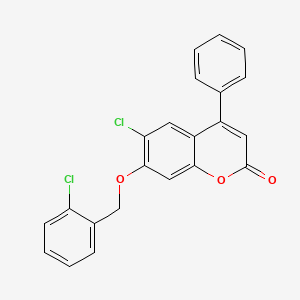 molecular formula C22H14Cl2O3 B11161087 6-chloro-7-[(2-chlorophenyl)methoxy]-4-phenyl-2H-chromen-2-one 